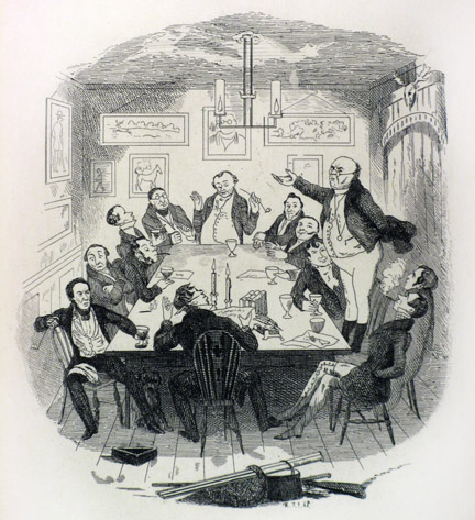 'Mr Pickwick Addresses the Club' by Robert Seymour, Pickwick Papers (1836)